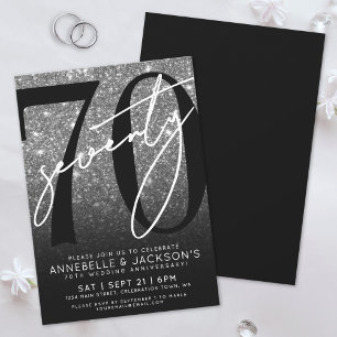 Invitation Black White 70e anniversaire du Mariage