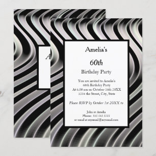 Invitation Black White Abstraite fête d'anniversaire