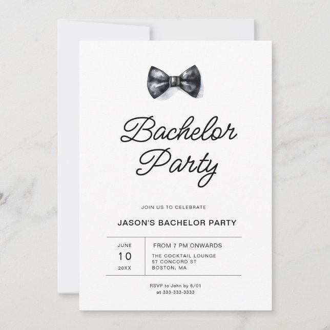 Invitation Black & White Bachelor Party (Devant)