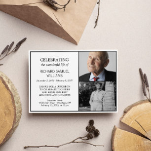 Invitation Black & White Celebration Life 2 Photos Memorial