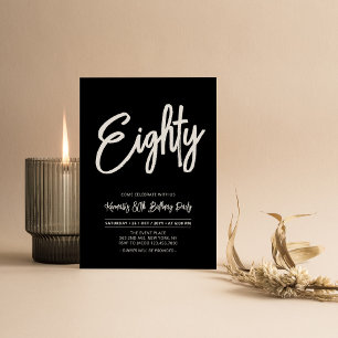 Invitation Black & White Chic Quatre-Vingt 80e Anniversaire