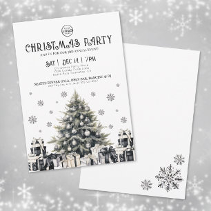 Invitation Black White Elegant Company Noël Party