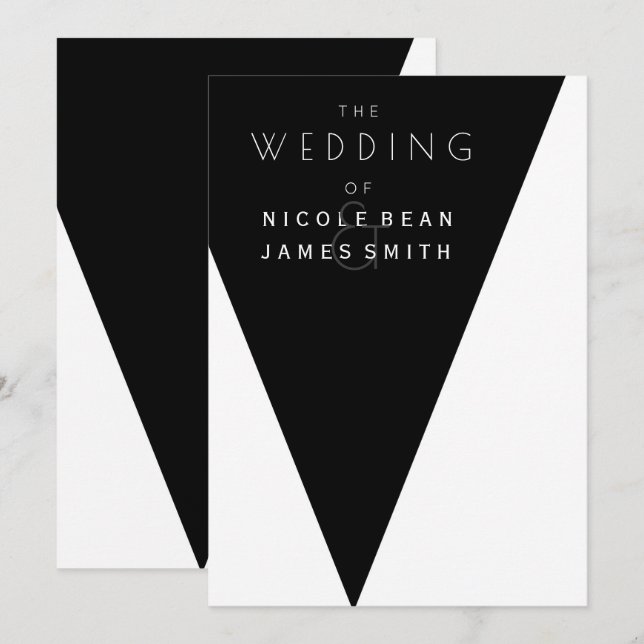 Invitation Black & White Elegant Modern Mariage Event (Devant / Derrière)