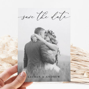 Invitation Black & White Enregistrer la date Photo Photo Cart