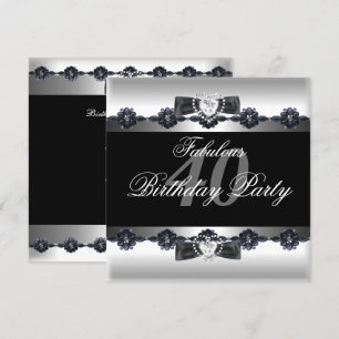 Invitation Black White Fabuleux 40 40e fête d'anniversaire