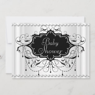 Invitation Black White fille ou garçon Baby shower bébé