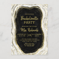 Black White & Gold Agate Geode Bachelorette Party