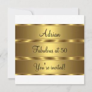Invitation Black White & Gold Fabulous 50e fête d'anniversair