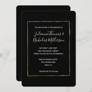 Invitation Black White Gold Simple Chic Wedding Invite