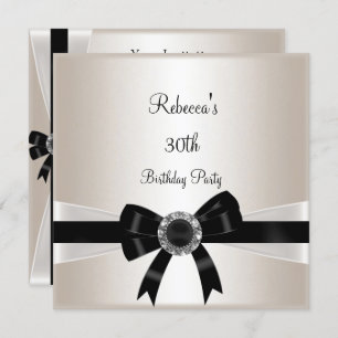 Invitation Black White Jewel Bow 30e anniversaire Silver Sepi