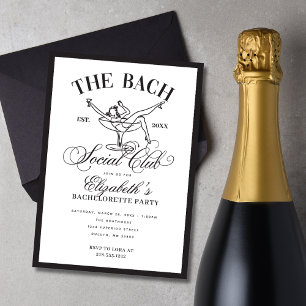 Invitation Black White Martini Social Club Bachelorette