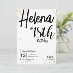 Invitation Black & White Minimalist 18e anniversaire