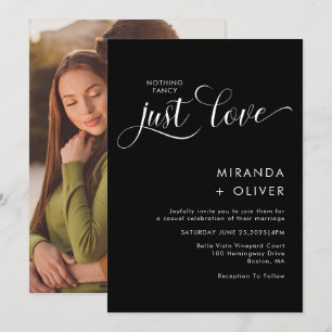 Invitation Black White Nothing Fancy Just Love Photo Mariage