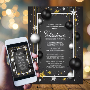 Invitation Black White Orament Corporate Christmas Party