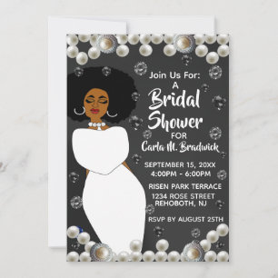 Invitation Black & White Pearl Fête des mariées africaine amé