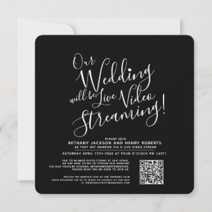 Invitation Black white photo streaming mariage qr code