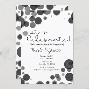 Invitation Black White Polka Dot Bubbles Célébrons