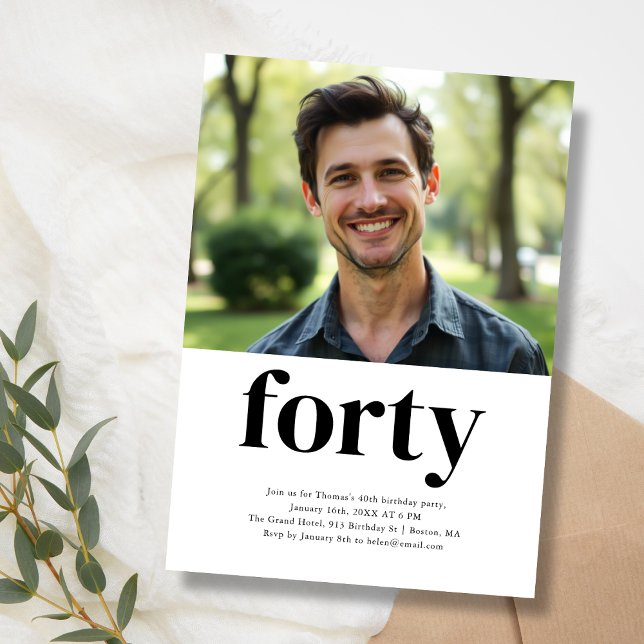 Invitation Black & White Quarty 40e anniversaire (Créateur téléchargé)