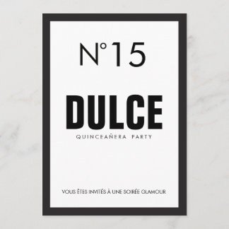 Invitation Black & White QUINCEAÑERA 15 Anniversaire