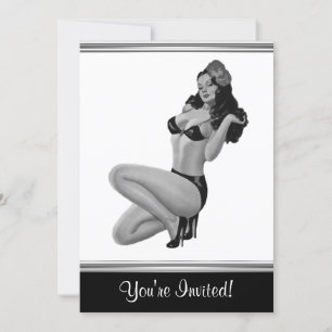 Invitation Black & White Style Pin-Up Girl 20