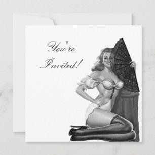 Invitation Black & White Style Pin-Up Girl 21