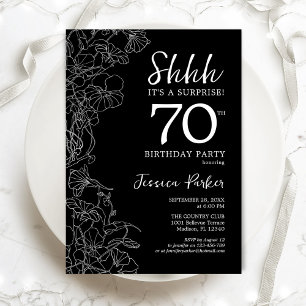 Invitation Black White Surprise 70e anniversaire