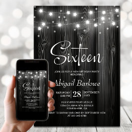 Invitation Black Wood 16e fête d'anniversaire