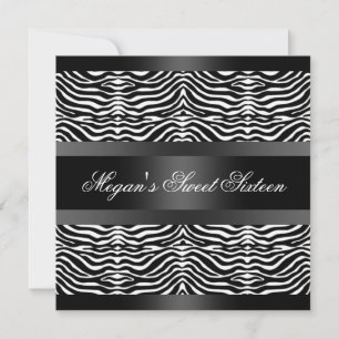 Invitation Black Zebra Stripes Sweet 16 Anniversaire Invitati
