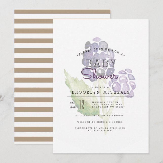 Invitation Blackberry Duo | Baby shower d'aquarelle de fruits (Devant / Derrière)