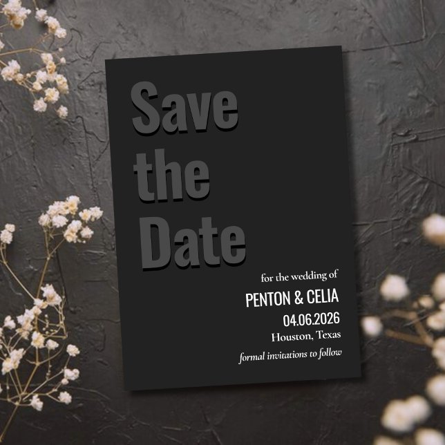 Invitation Blackout Minimalist Wedding Save the Date Card (Créateur téléchargé)