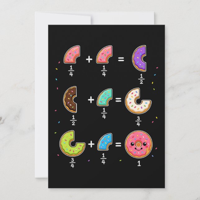 Invitation Blagues de maths sur les fractions de beignets (Devant)