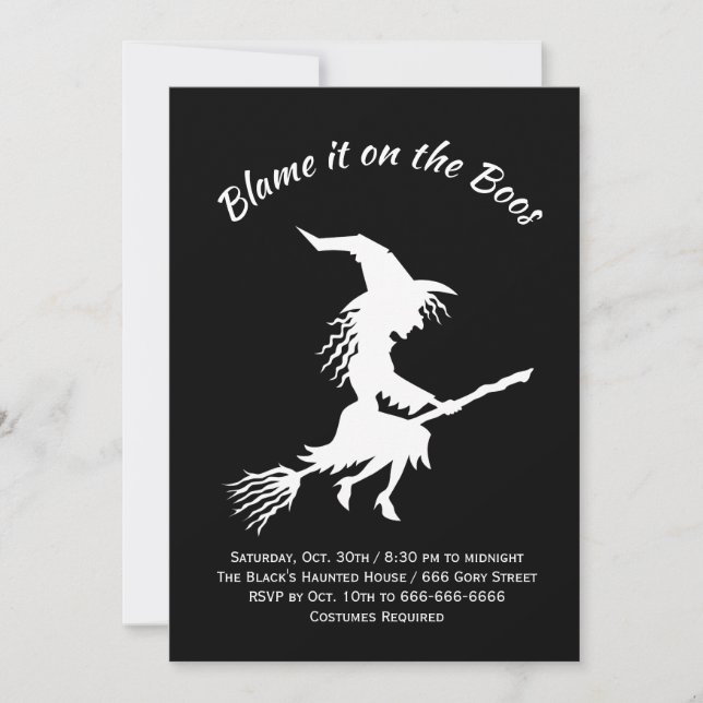 Invitation Blâmez-le sur le Boos Black & White Halloween Part (Devant)