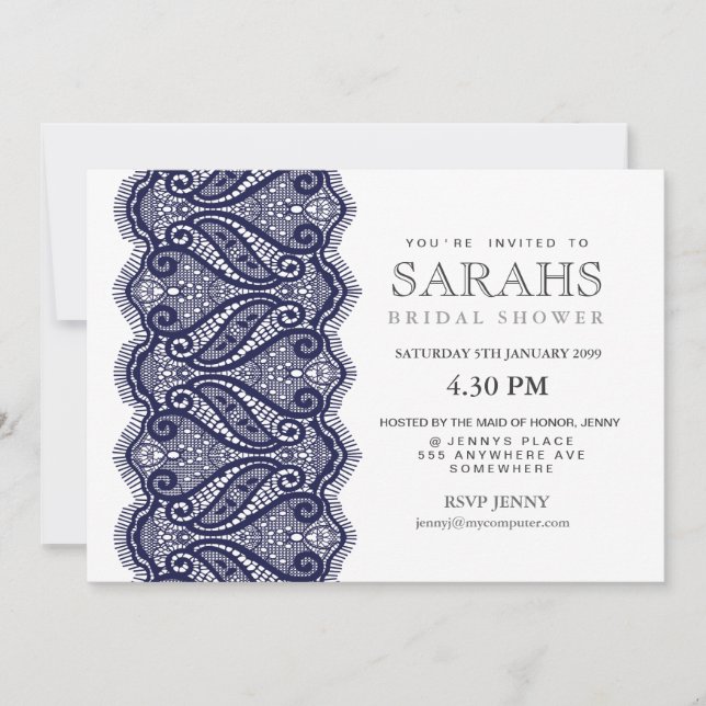 Invitation Blanc avec l'Invitation de la Fête des mariées en  (Devant)