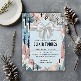 Invitation  blanc Baby shower de la forêt d'hiver