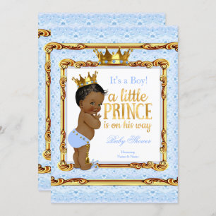 Invitation Blanc bleu clair Baby shower de Prince