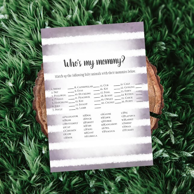 Invitation Blanc Bunny pourpre qui est mon Baby shower maman  (Créateur téléchargé)