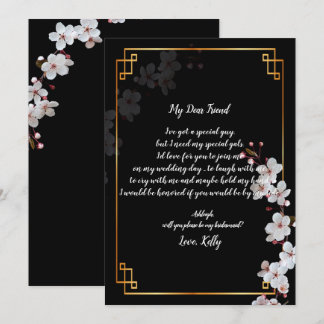Invitation blanc Cerry Blossoms & or sera ma femme de chambre