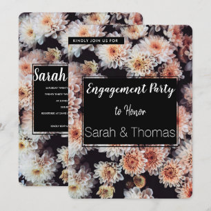 INVITATION BLANC DAHLIA FLORAL ELEGANT ENGAGEMENT PARTY