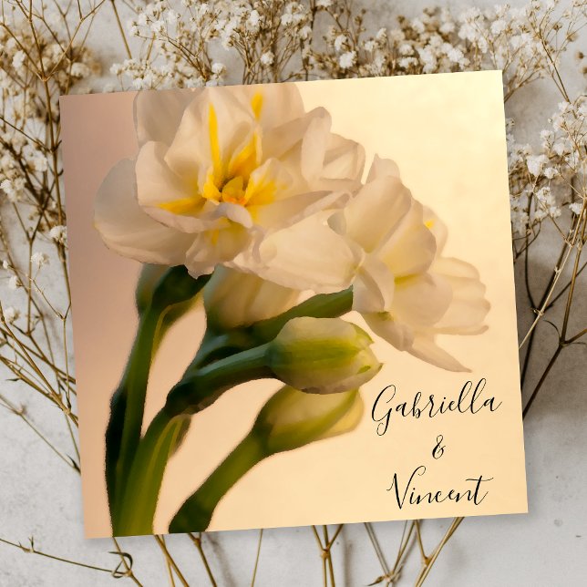 Invitation Blanc Double Daffodils Printemps Mariage (Créateur téléchargé)