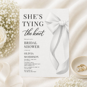 Invitation Blanc Elle Noue Le Nœud Bow Fête de Mariage