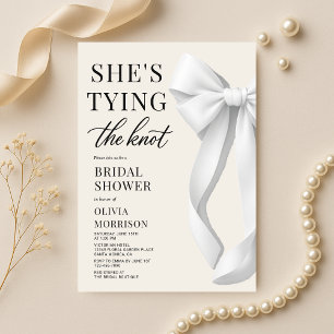 Invitation Blanc Elle Noue Le Nœud Élégant Shower De Mariée