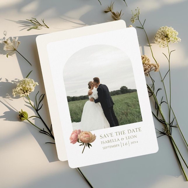 Invitation Blanc et ivoire | Rose vert olive moderne (Créateur téléchargé)