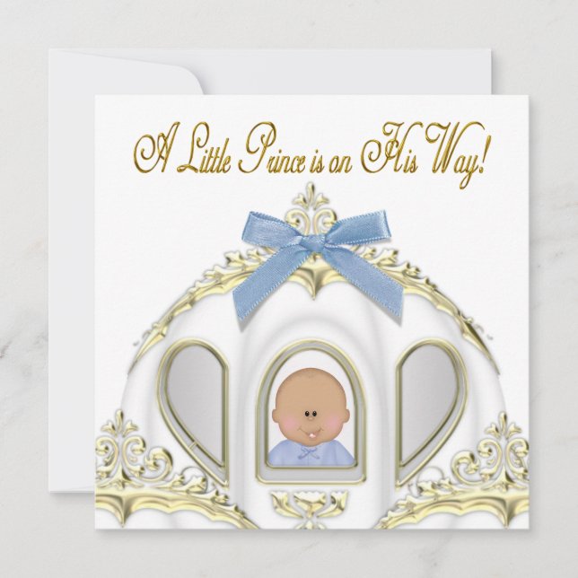 Invitation Blanc et or Baby shower afro-américain (Devant)