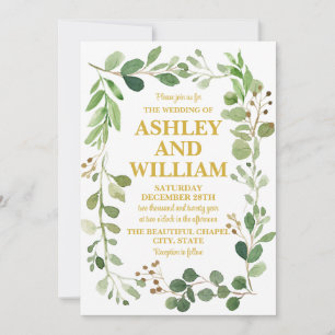 Invitation Blanc et or Chic vert Boho Boho Mariage bohème