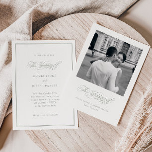 Invitation Blanc et Sage   Mariage photo italien Elegance
