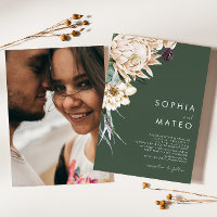 Blanc Floral Vert foncé Mariage photo traditionnel