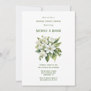 Invitation Blanc Floral Vert Peint Mariage Couples Douche Cou
