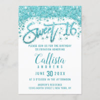 Blanc glamour Aqua Bleu Parties scintillant Dust S