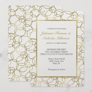 Invitation Blanc Gold Glam Cercles élégants Mariage
