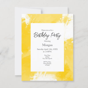 Invitation Blanc Jaune Abstrait Brosses modernes